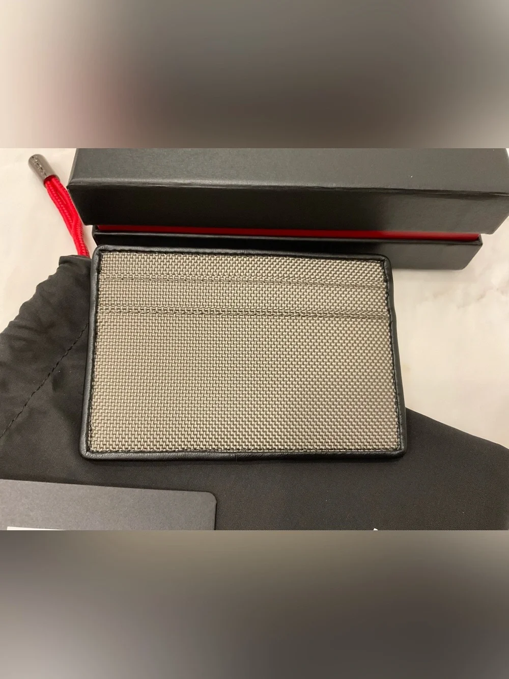 NEW Tumi ALPHA Ballistic Nylon & Leather Slim Card Case - GRAY ALLOY